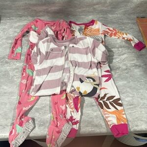 Carters 12 month long sleeve pajamas. 3 total